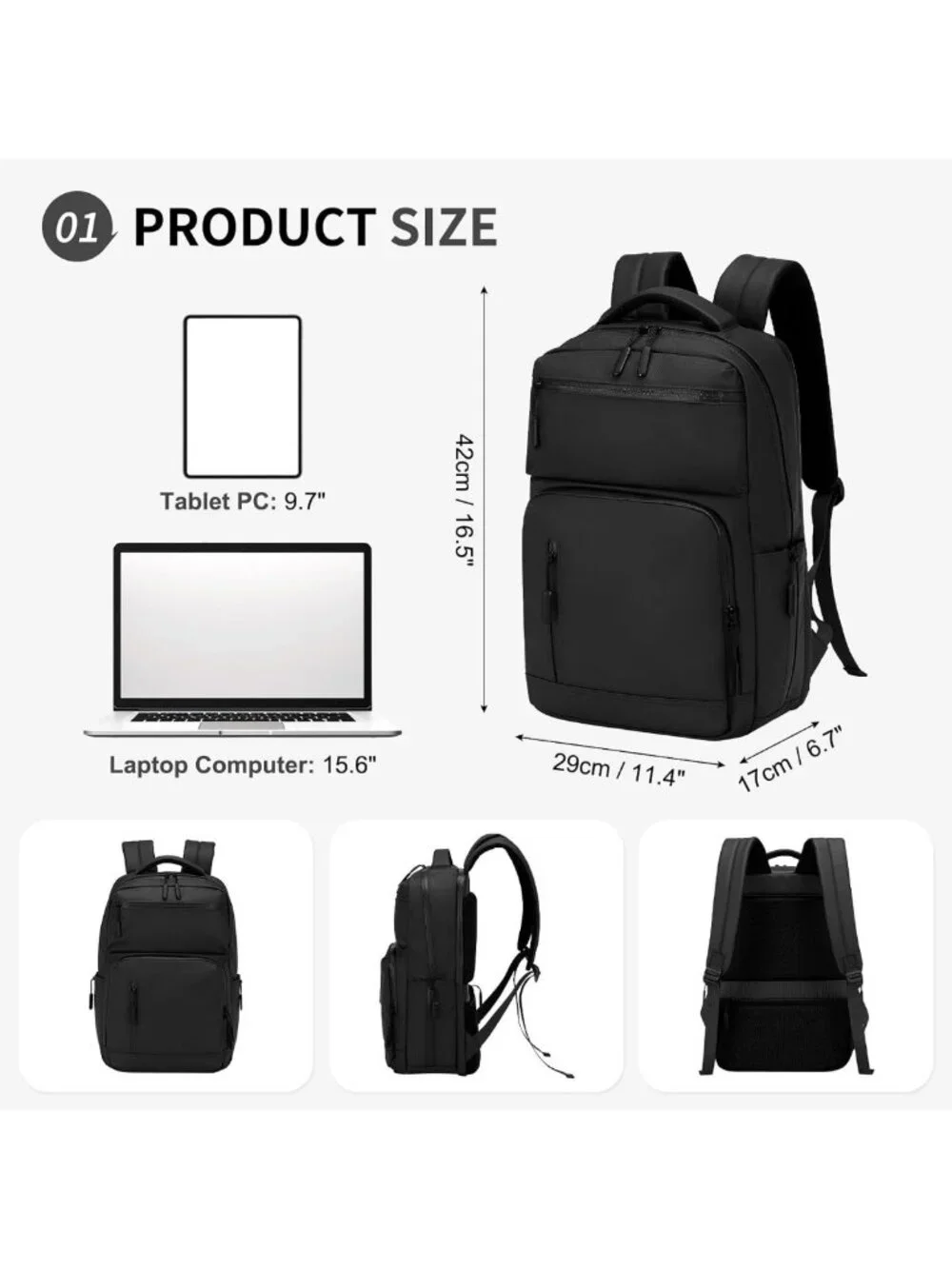 Waterproof Anti-Theft Laptop Backpack for Travel, 15.6